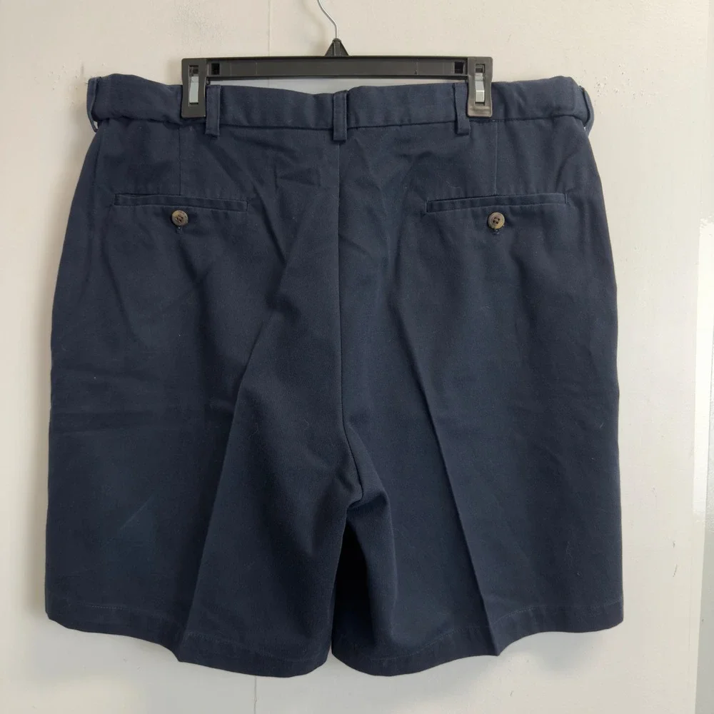 Haggar Mens Navy Blue Flat Front Chino Shorts Size 38 Expandable Twill Casual 8